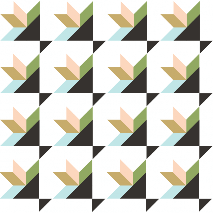 illustration of a group of bouquet quilt blocks