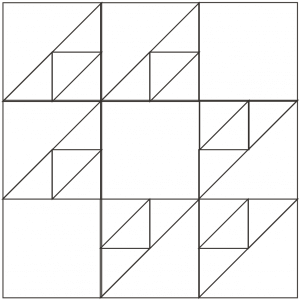 outlined illustration of cat's cradle quilt block