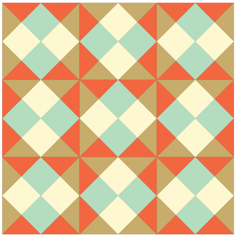 Illustration of a Grouping of straight set Checkerboard quilt blocks with every other block rotated.