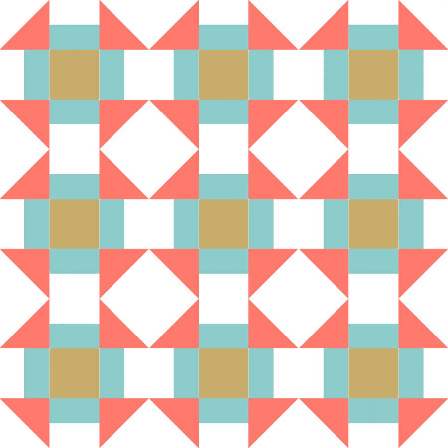 Illustration of a Grouping of Churn Dash Quilt Block