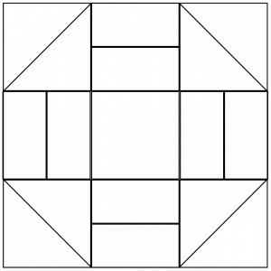 outlined illustration of the churn dash quilt block