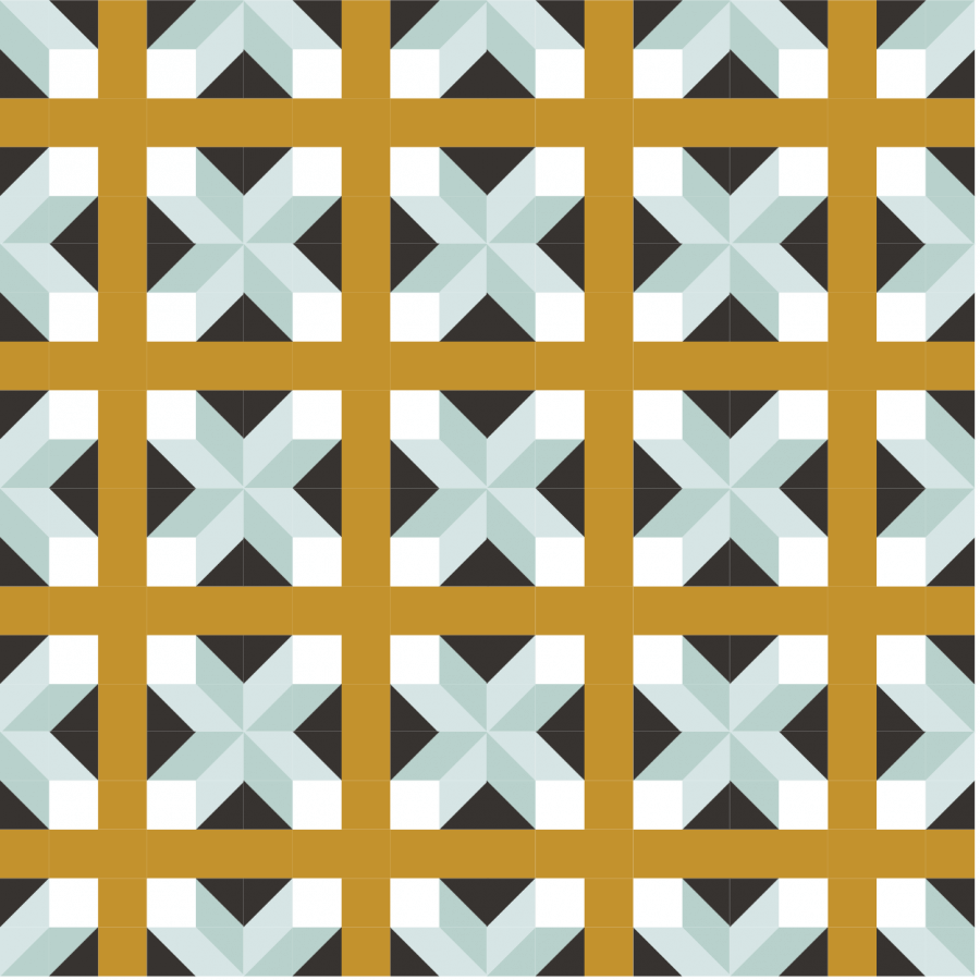 Illustration of A Grouping of Dakota Gold Quilt Blocks