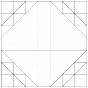 outlined illustration of the dove in a window quilt block