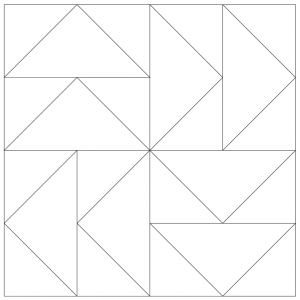 outlined illustration of dutchman's puzzle quilt block