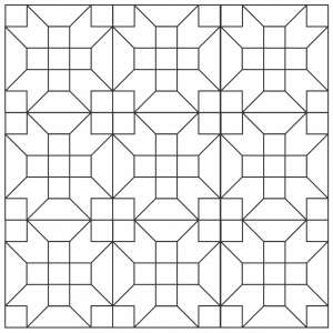 Outlined illustration of the Farmer's Daughter Quilt block in a grouping