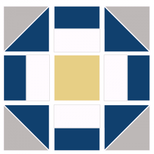 exploded illustration of grecian square quilt block