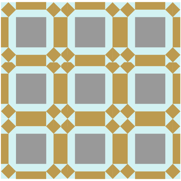 Grouping of alternate coloring of johnnie round the corner quilt blocks