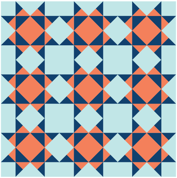 Illustration of a quilt layout using the Missouri Star Quilt Block