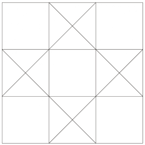 Outlined illustration of the Ohio Star Quilt Block