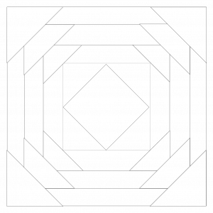 outlined illustration of a pineapple quilt block