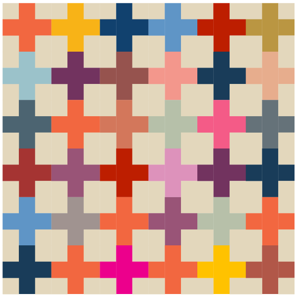 Illustration of a quilt made with Plus Sign Quilt Blocks