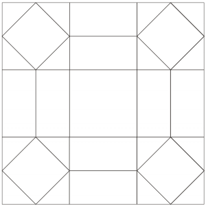 Outlined illustration of the Rolling Stone Quilt Block