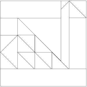 outlined illustration of swan quilt block