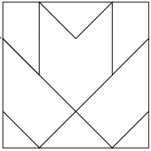 outlined illustration of a tea leaf quilt block