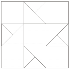 Outlined illustration of Twin star Quilt Blocks
