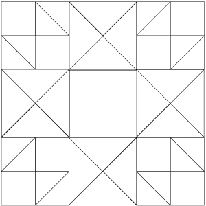 Outlined illustration of Union Square Quilt Block