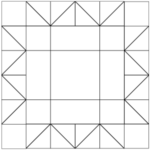 Outlined illustration of the Weathervane Quilt Block