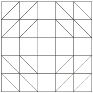 Outlined illustration of the Wedding Rings Quilt Block