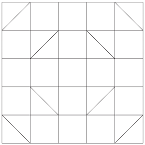 Outlined illustration of the wishing ring quilt block