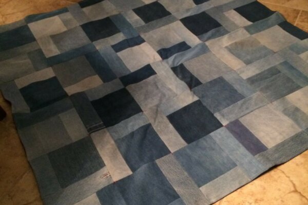 Custom quilt made with old denim