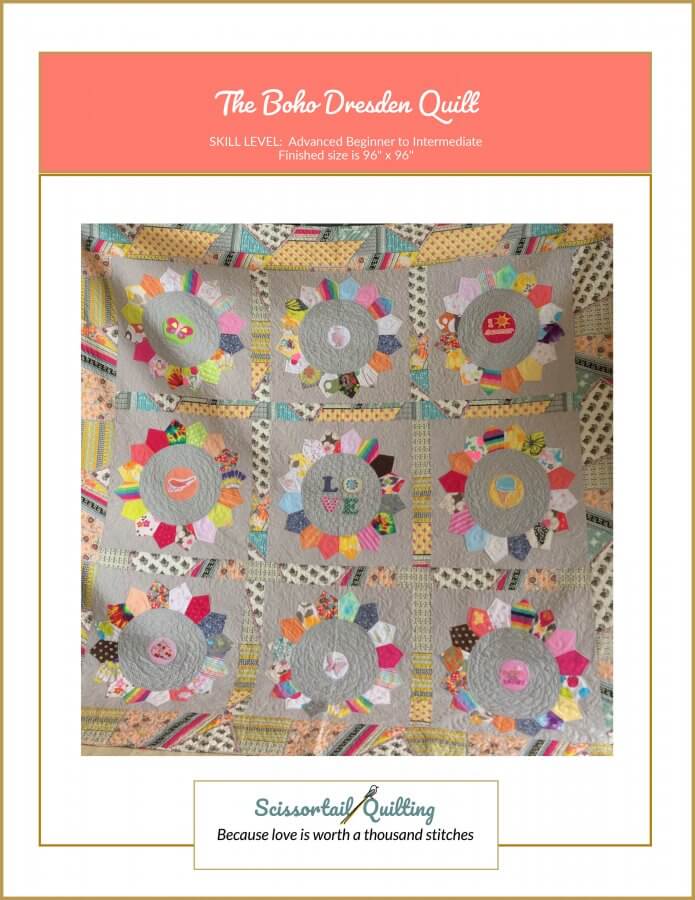 BohoDresden_Newcover Photo of Cover for Boho Dresden Quilt Pattern