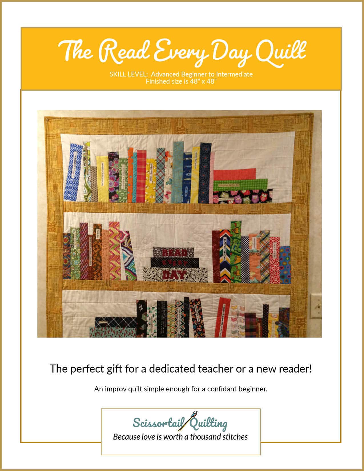 ReadEveryDay_NewCvr Photo of Cover for The Read Every Day Bookshelf Quilt