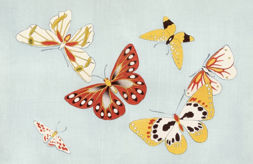 Japanese print of butterflies