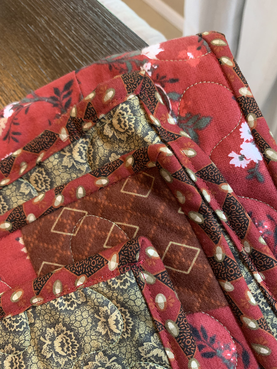Machine bound quilt with matching thread